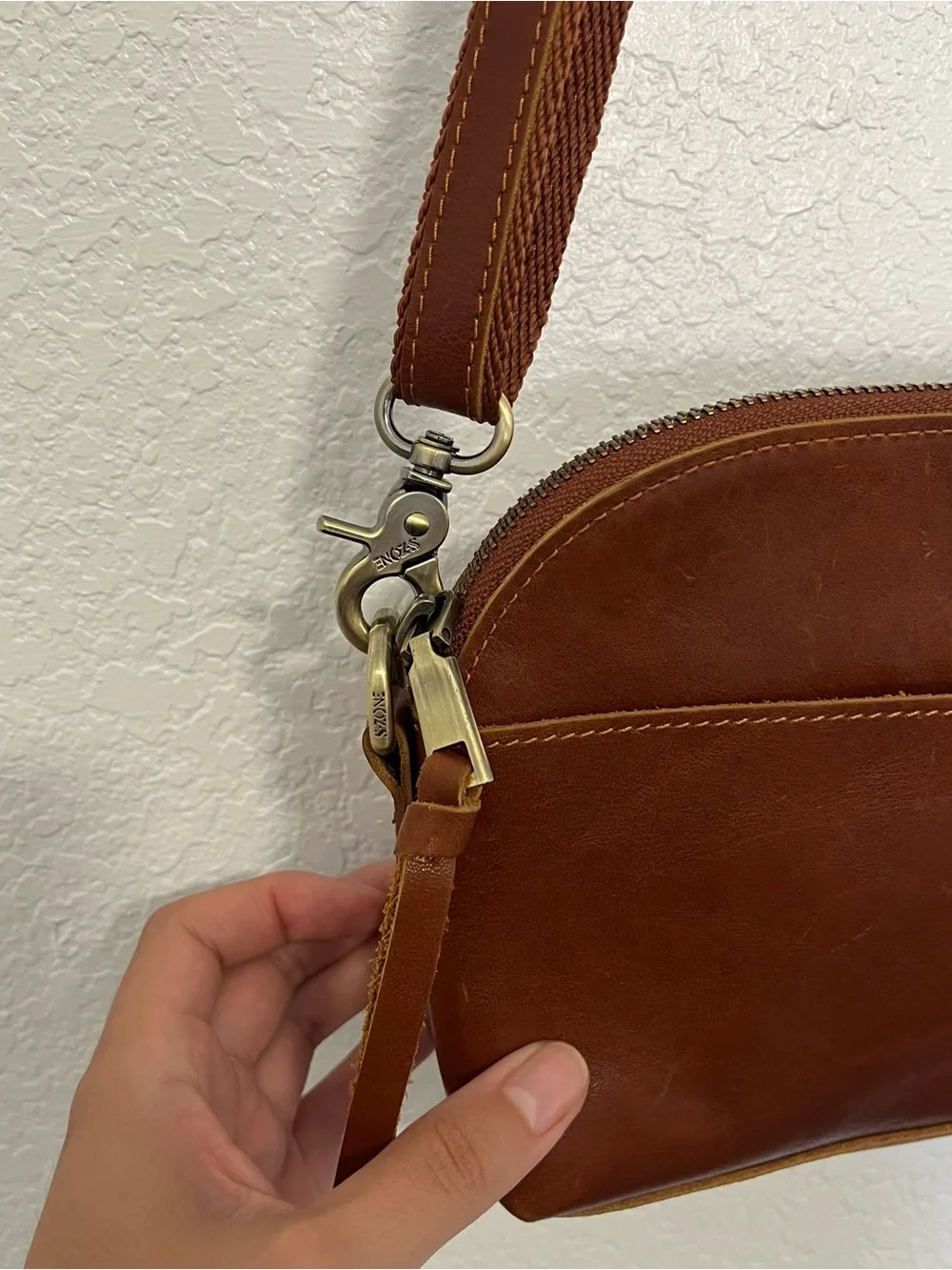 S-ZONE LEATHER Women's Brown Leather Crossbody Bag - Classic Casual Style